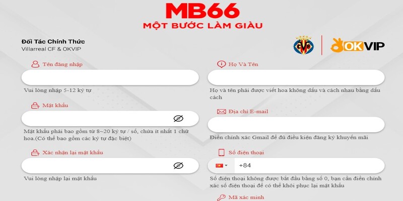 Hướng dẫn đăng ký tài khoản mb66